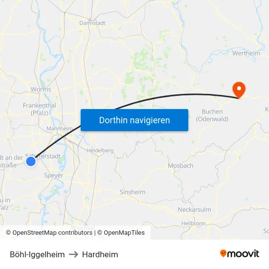 Böhl-Iggelheim to Hardheim map