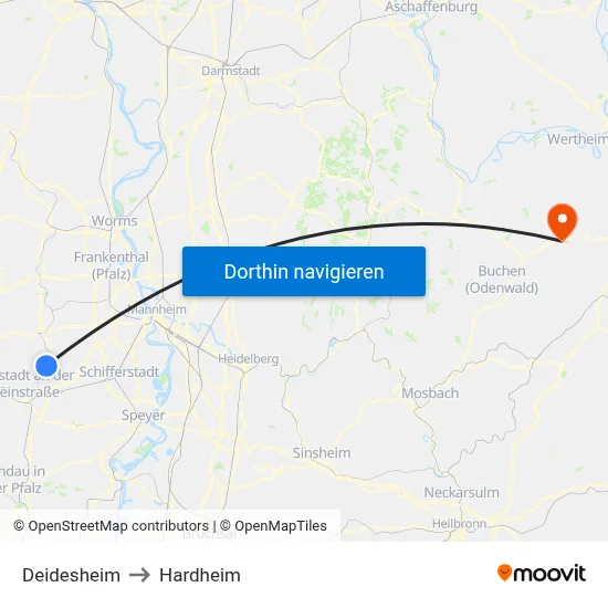 Deidesheim to Hardheim map