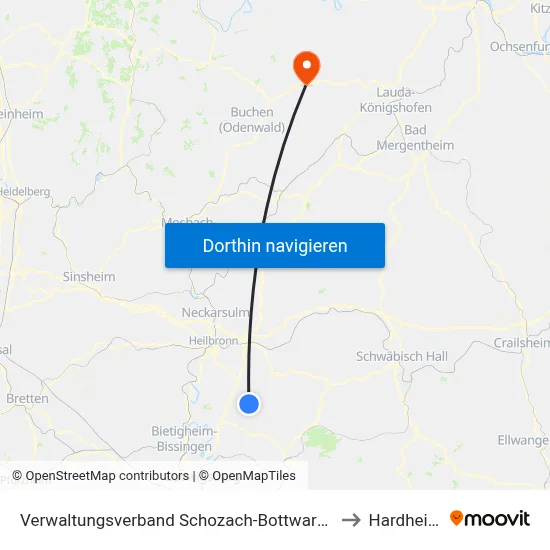 Verwaltungsverband Schozach-Bottwartal to Hardheim map
