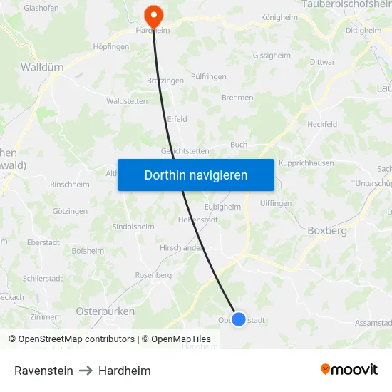Ravenstein to Hardheim map