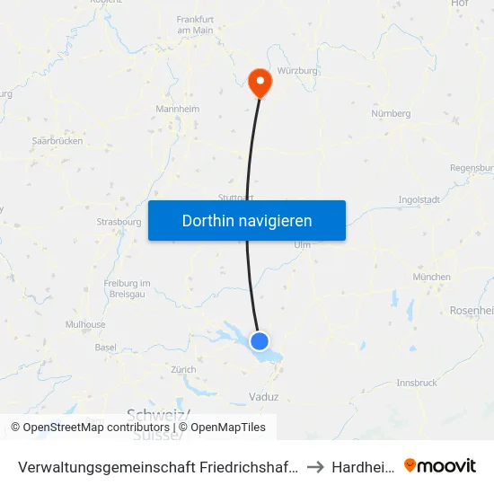 Verwaltungsgemeinschaft Friedrichshafen to Hardheim map