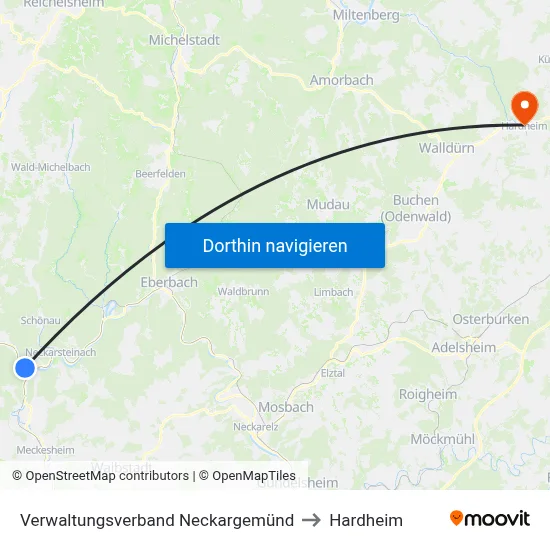 Verwaltungsverband Neckargemünd to Hardheim map
