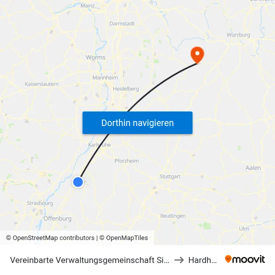 Vereinbarte Verwaltungsgemeinschaft Sinzheim to Hardheim map