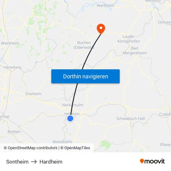 Sontheim to Hardheim map