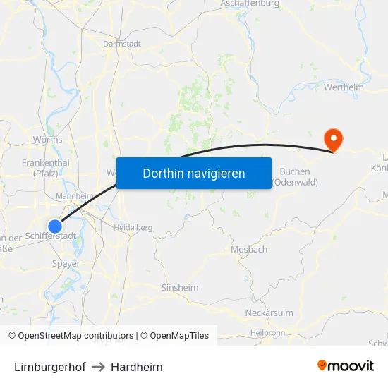 Limburgerhof to Hardheim map