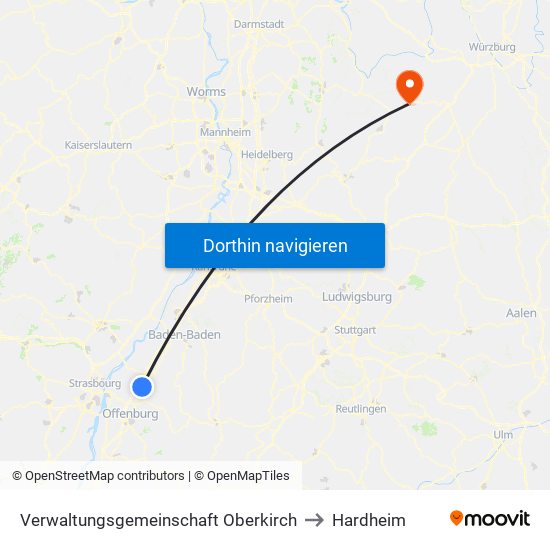 Verwaltungsgemeinschaft Oberkirch to Hardheim map