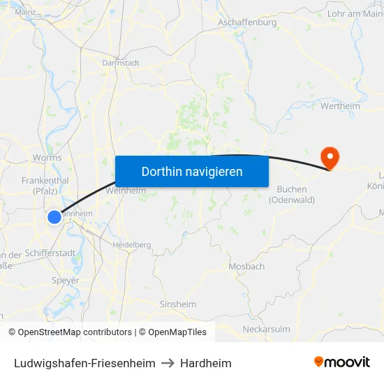 Ludwigshafen-Friesenheim to Hardheim map