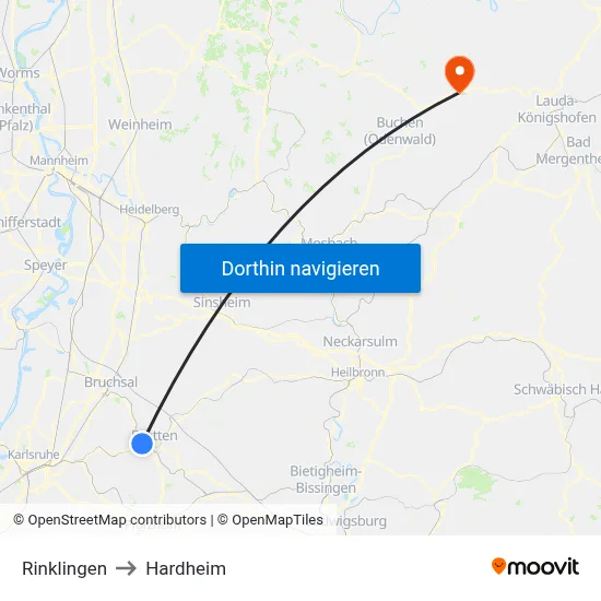 Rinklingen to Hardheim map