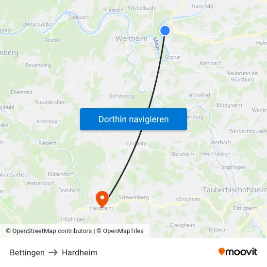 Bettingen to Hardheim map