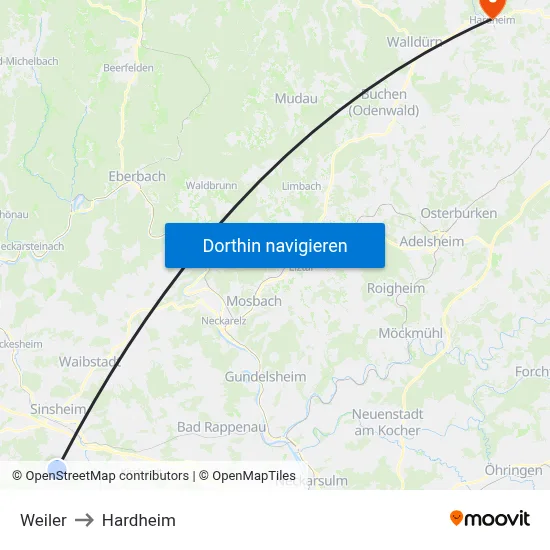 Weiler to Hardheim map