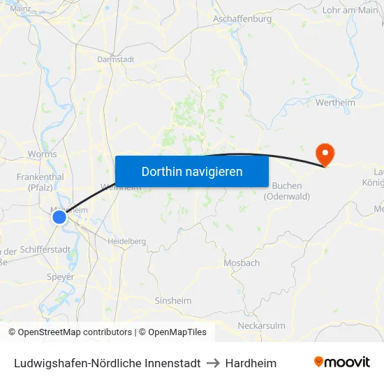 Ludwigshafen-Nördliche Innenstadt to Hardheim map