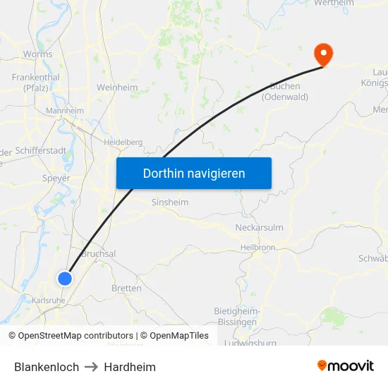 Blankenloch to Hardheim map