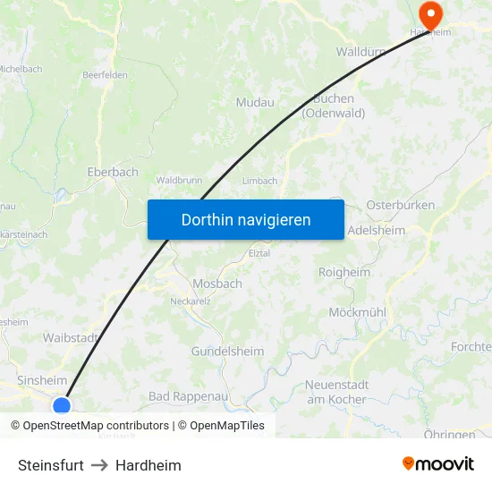 Steinsfurt to Hardheim map