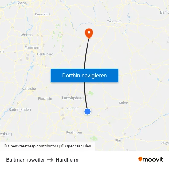 Baltmannsweiler to Hardheim map