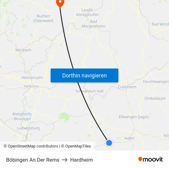 Böbingen An Der Rems to Hardheim map