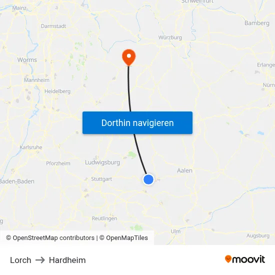 Lorch to Hardheim map