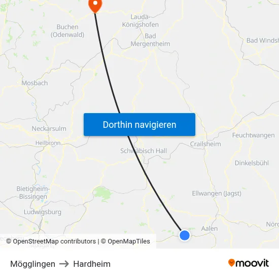 Mögglingen to Hardheim map