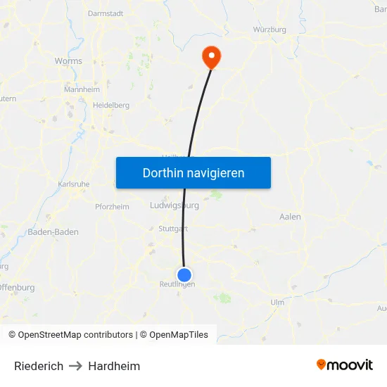 Riederich to Hardheim map