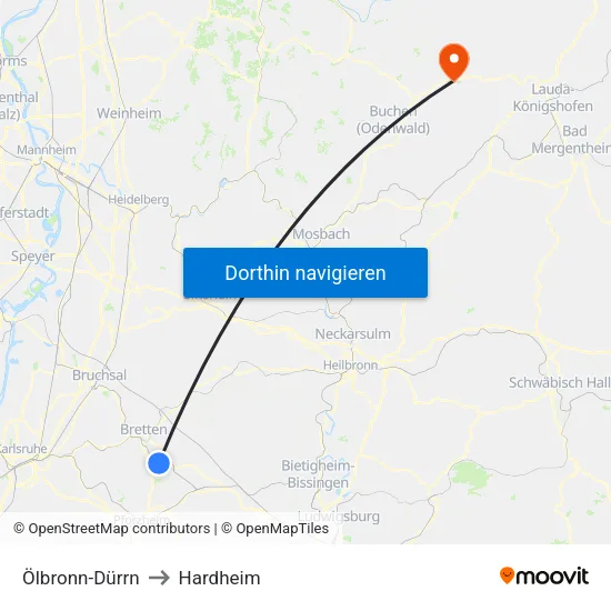 Ölbronn-Dürrn to Hardheim map