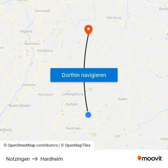 Notzingen to Hardheim map