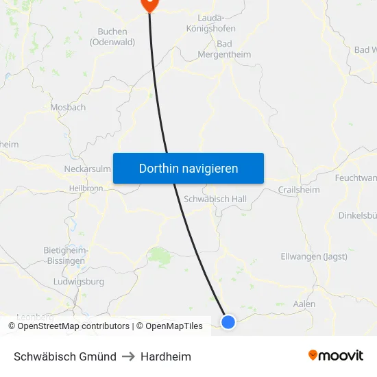 Schwäbisch Gmünd to Hardheim map