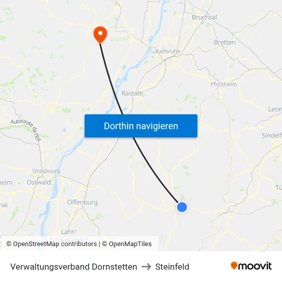 Verwaltungsverband Dornstetten to Steinfeld map