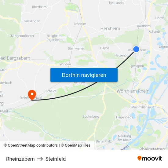 Rheinzabern to Steinfeld map