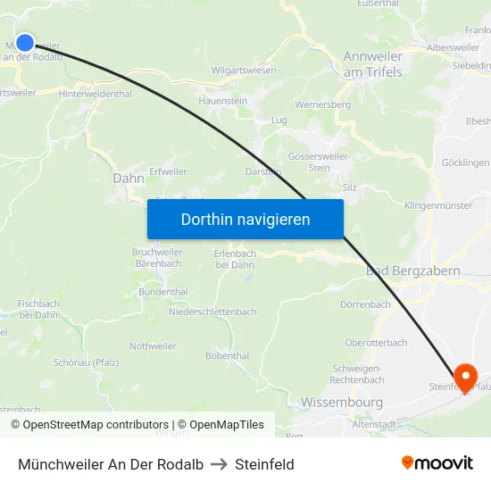 Münchweiler An Der Rodalb to Steinfeld map