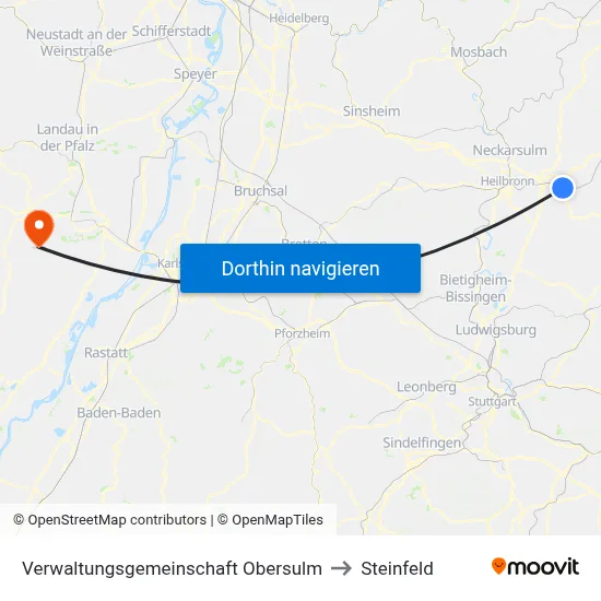 Verwaltungsgemeinschaft Obersulm to Steinfeld map