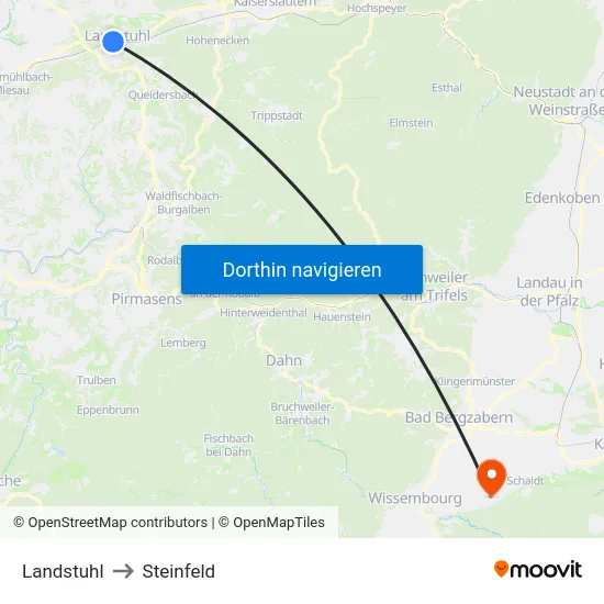 Landstuhl to Steinfeld map
