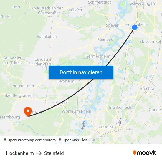 Hockenheim to Steinfeld map