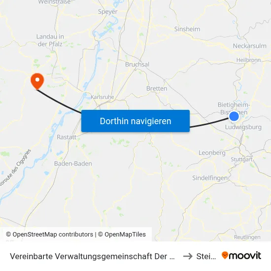 Vereinbarte Verwaltungsgemeinschaft Der Stadt Bietigheim-Bissingen to Steinfeld map