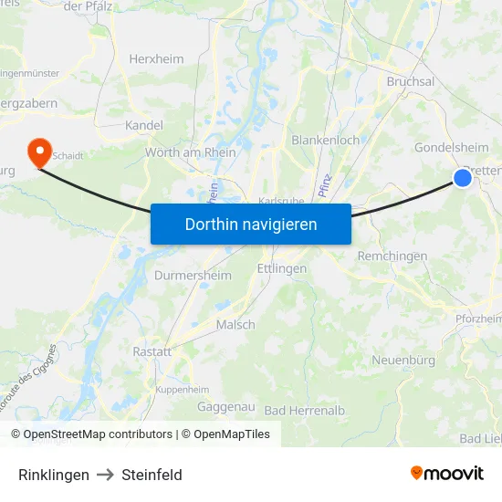 Rinklingen to Steinfeld map