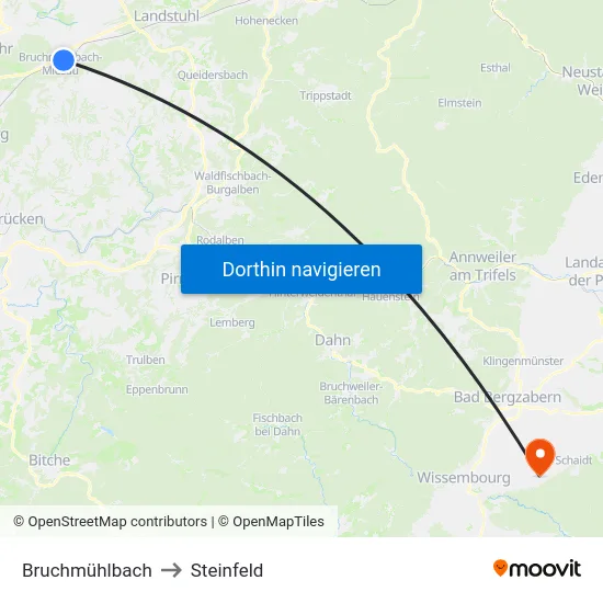 Bruchmühlbach to Steinfeld map