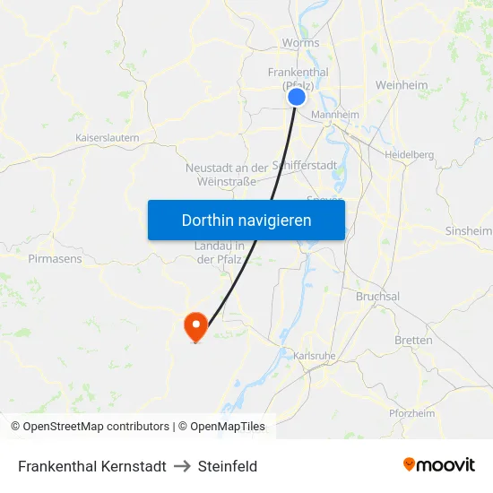 Frankenthal Kernstadt to Steinfeld map