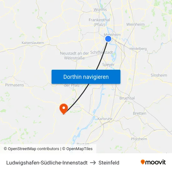Ludwigshafen-Südliche-Innenstadt to Steinfeld map