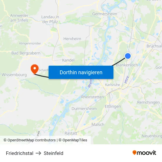 Friedrichstal to Steinfeld map