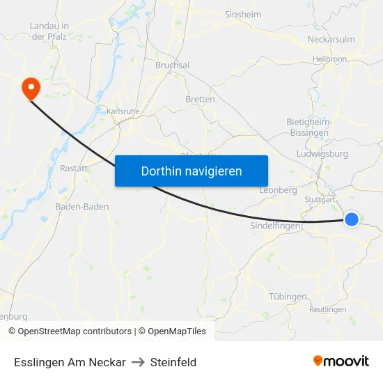 Esslingen Am Neckar to Steinfeld map