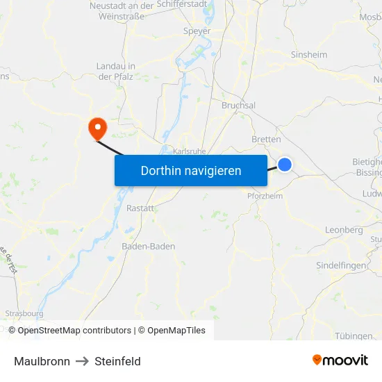 Maulbronn to Steinfeld map