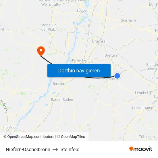 Niefern-Öschelbronn to Steinfeld map