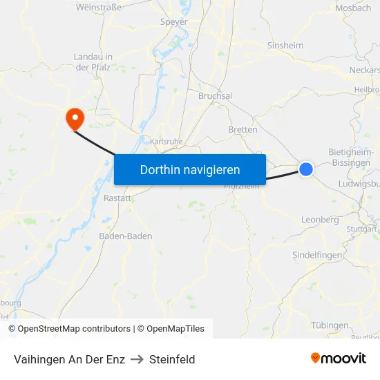 Vaihingen An Der Enz to Steinfeld map