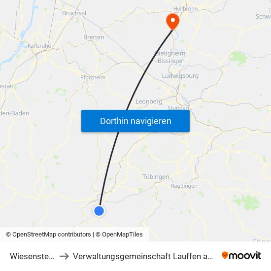 Wiesenstetten to Verwaltungsgemeinschaft Lauffen am Neckar map