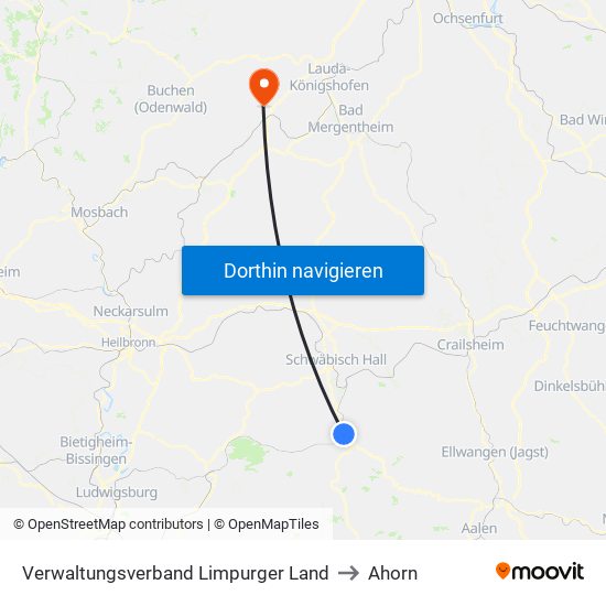 Verwaltungsverband Limpurger Land to Ahorn map