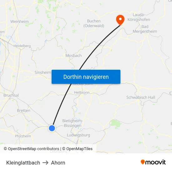 Kleinglattbach to Ahorn map
