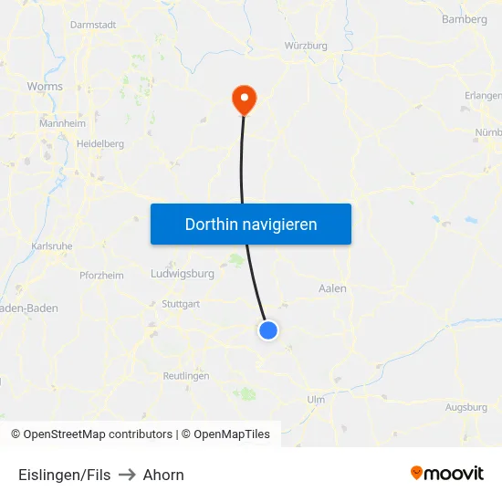 Eislingen/Fils to Ahorn map