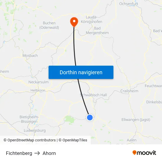 Fichtenberg to Ahorn map