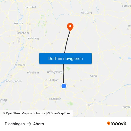 Plochingen to Ahorn map