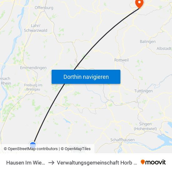 Hausen Im Wiesental to Verwaltungsgemeinschaft Horb am Neckar map