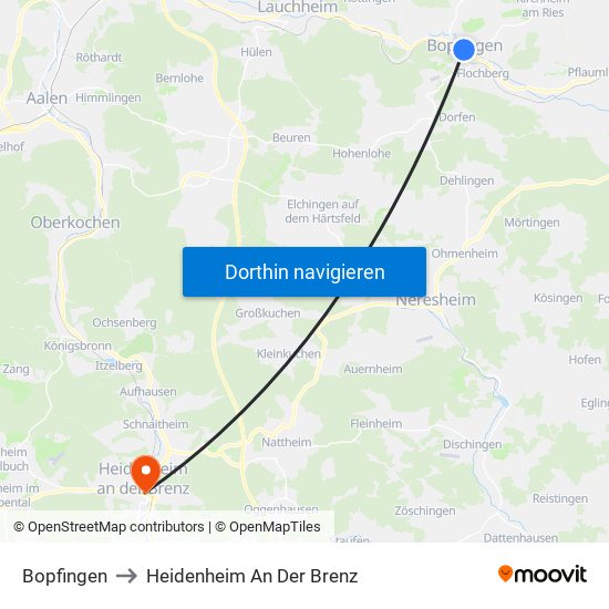 Bopfingen to Heidenheim An Der Brenz map