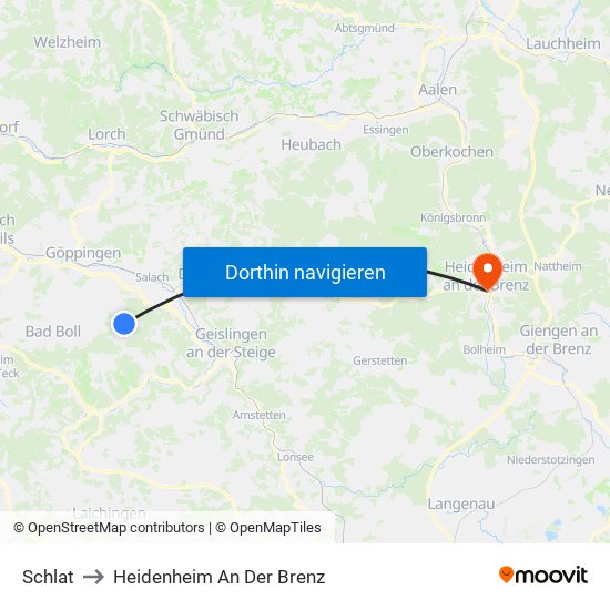 Schlat to Heidenheim An Der Brenz map